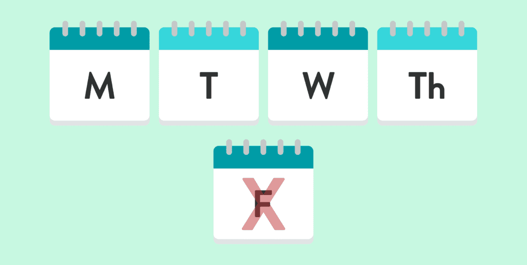 4-day workweek calendar graphic 4-day workweek calendar