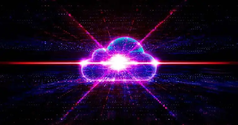 a digital illustration of a brightly colored magenta cloud with light rays emanating from the center